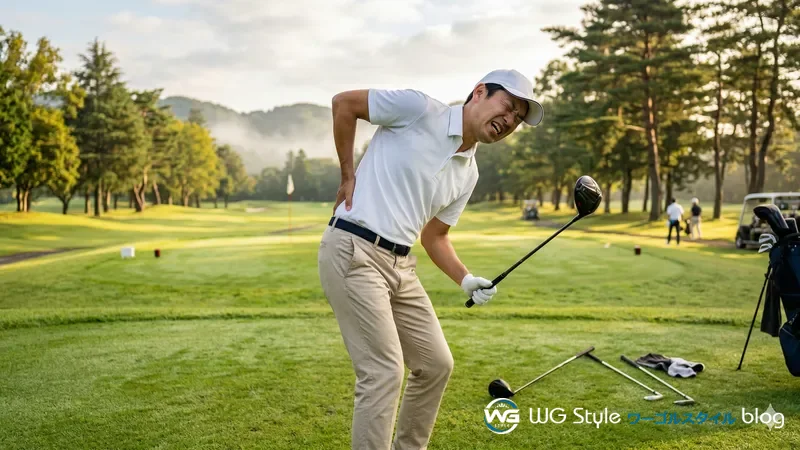 準備運動なしでフルスイングして腰を痛めてしまった30代男性