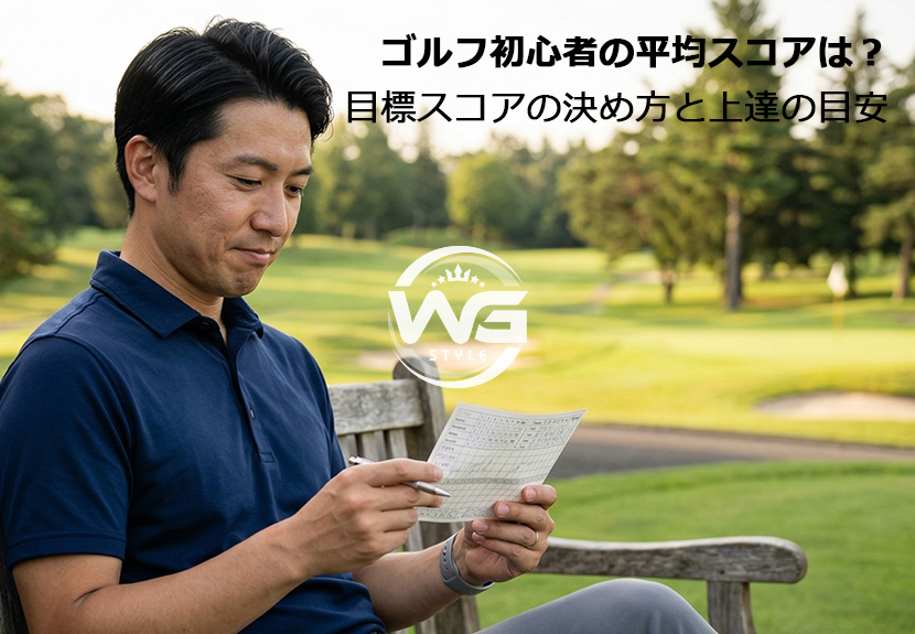 スコアカードを手に笑い合うゴルフ初心者2人。初ラウンドのスコアは気にしすぎなくて大丈夫